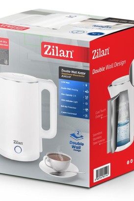 غلايه كهربائيه 1.7 لتر ZLN1147 غطاء مزدوج الجدار مزود بغطاء SS من Zilan - Thumbnail