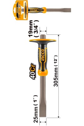 İngco HCCL852519 Model İzole Saplı Uzun Soğuk Keski (300 MM) - Thumbnail