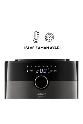 قلاية هوائية بسعة 6 لتر وقدرة 175 واط و8 برامج تشغيل موديل AR2074-B من Arzum - Thumbnail