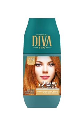 صبغ شعر ديفا بروفشينال بالكرياتين | اشقر نحاسي متوسط 7.43 من Diva - Thumbnail