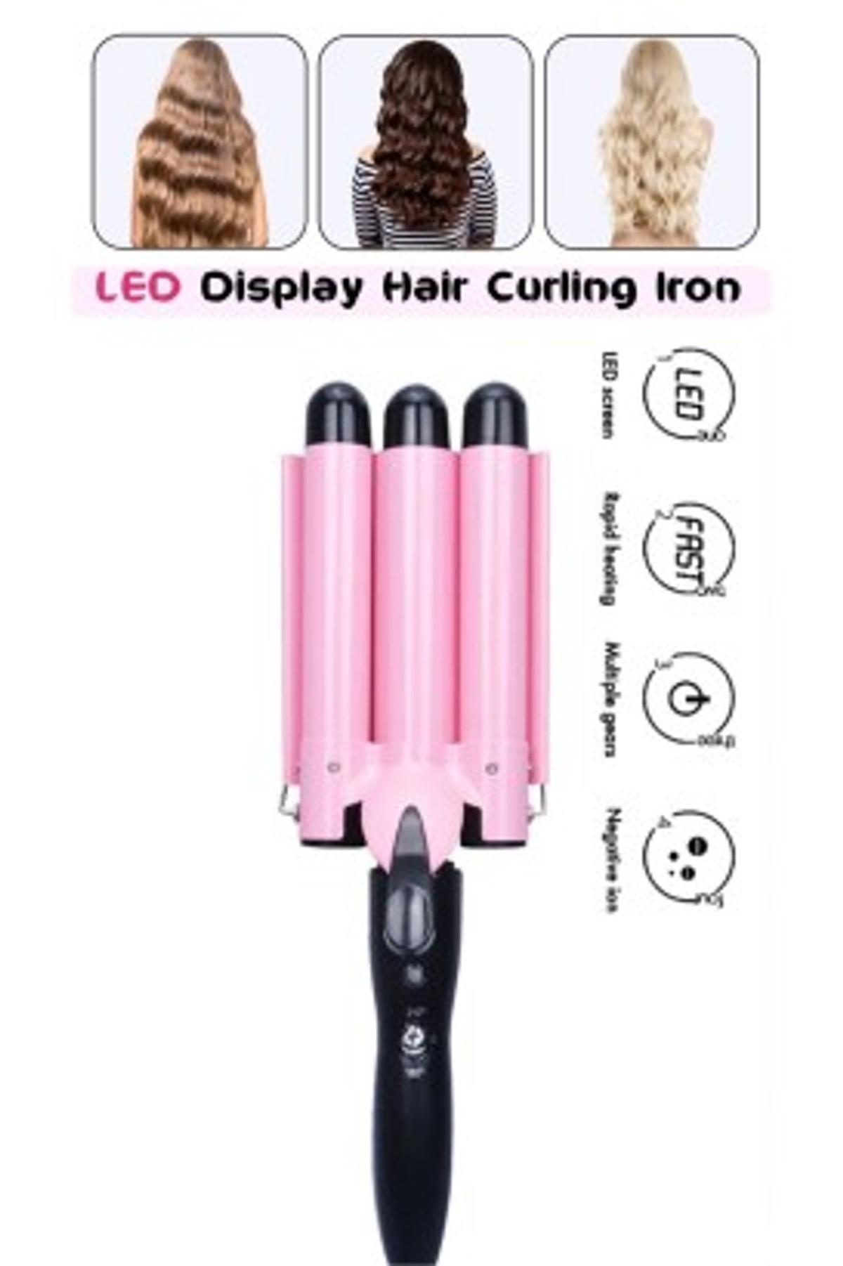 Welltop Automatic Triple Barrel Hair Curler With Lcd Display
