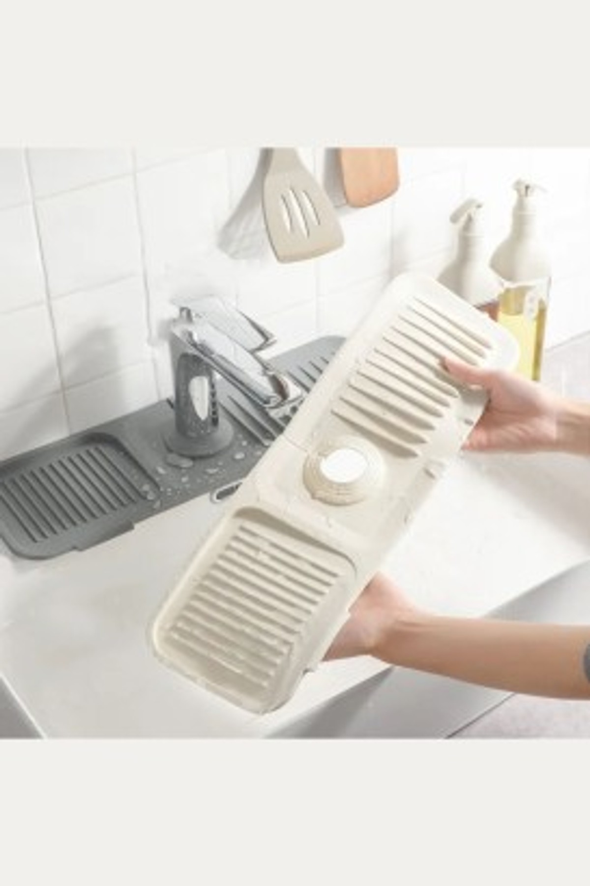 YFA Faucet Mat Silicone Multi-Purpose  Quick Drain Sloped Storage Pad For Kitchen Sponge And Soap