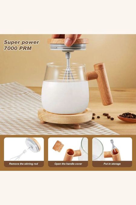 Artdragon Bardağı Otomatik Karıştırma Özellikli Cam Sıcak İçecek Bardağı – 400 ml Kapasiteli, Saplı