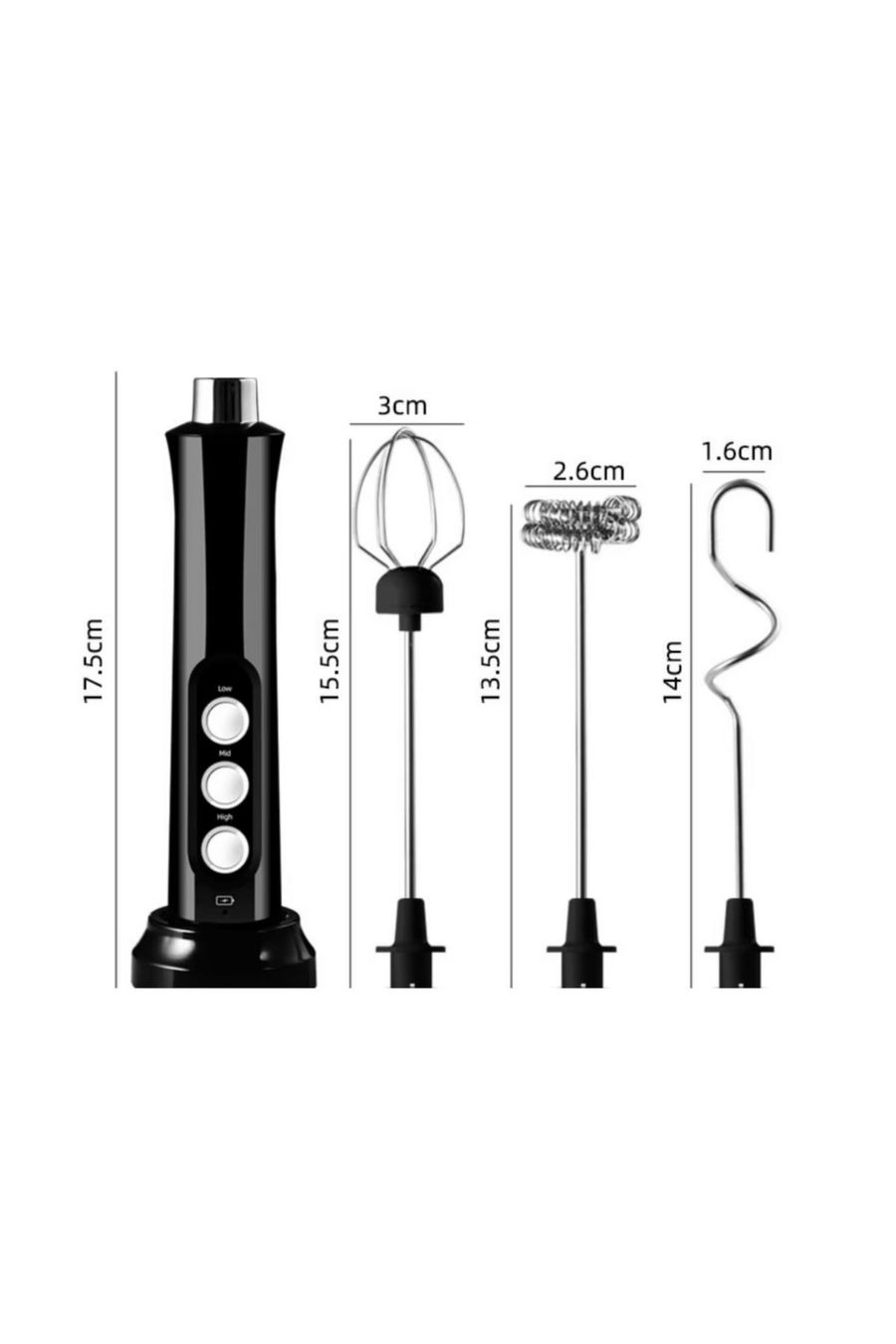 TLY Taşınabilir İçecek Karıştırıcı – 3'ü 1 arada Kahve Köpürtücü, USB Şarjlı, Paslanmaz Çelik Çok Amaçlı Karıştırıcı