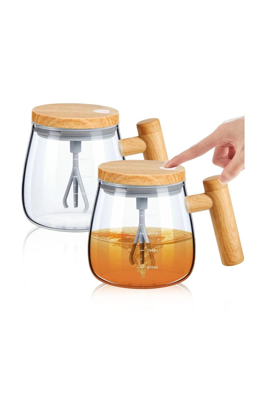 Artdragon Bardağı Otomatik Karıştırma Özellikli Cam Sıcak İçecek Bardağı – 400 ml Kapasiteli, Saplı