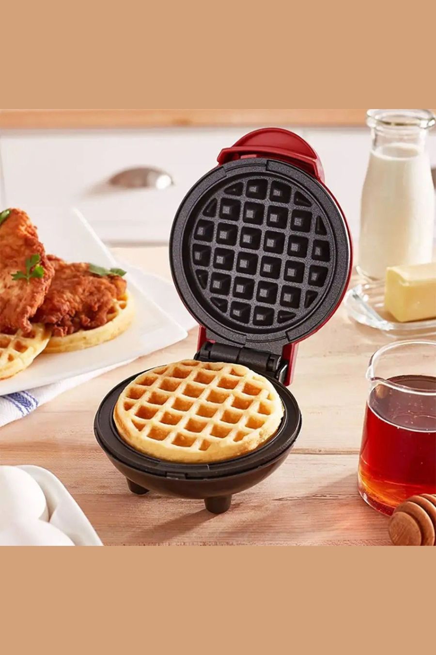 Vcantiger Mini Elektrikli Waffle Makinesi – Yapışmaz Kaplama