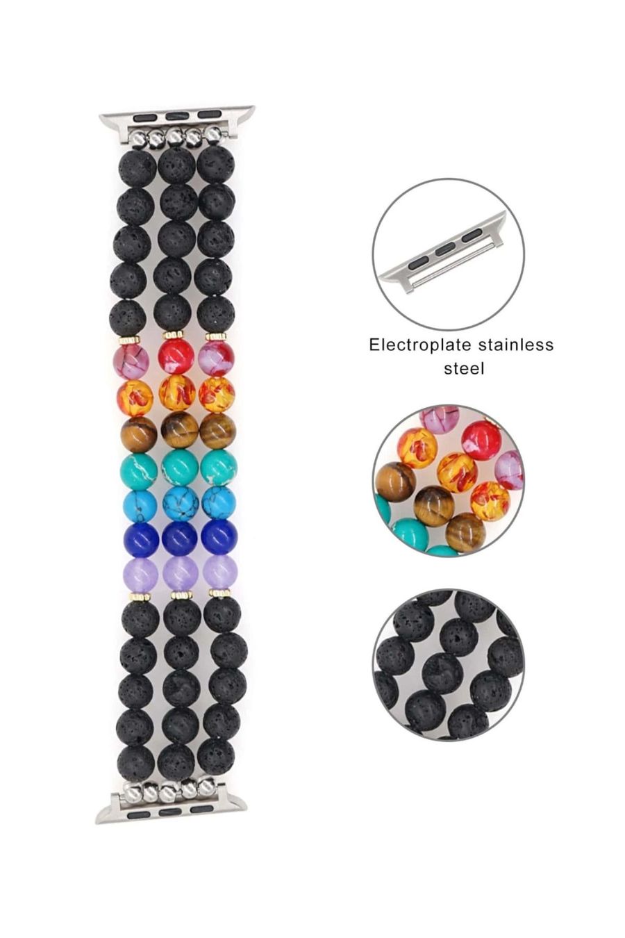 Go2Boho Doğal Taş Boncuklu Akıllı Saat Kayışı – 38–45mm