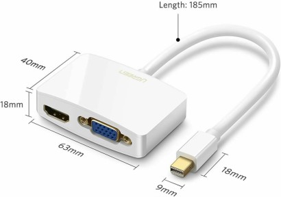 Bugitech 4K Mini DisplayPort Ekran Bağlantı Noktasını VGA ve HDMI Adaptörü - Thumbnail