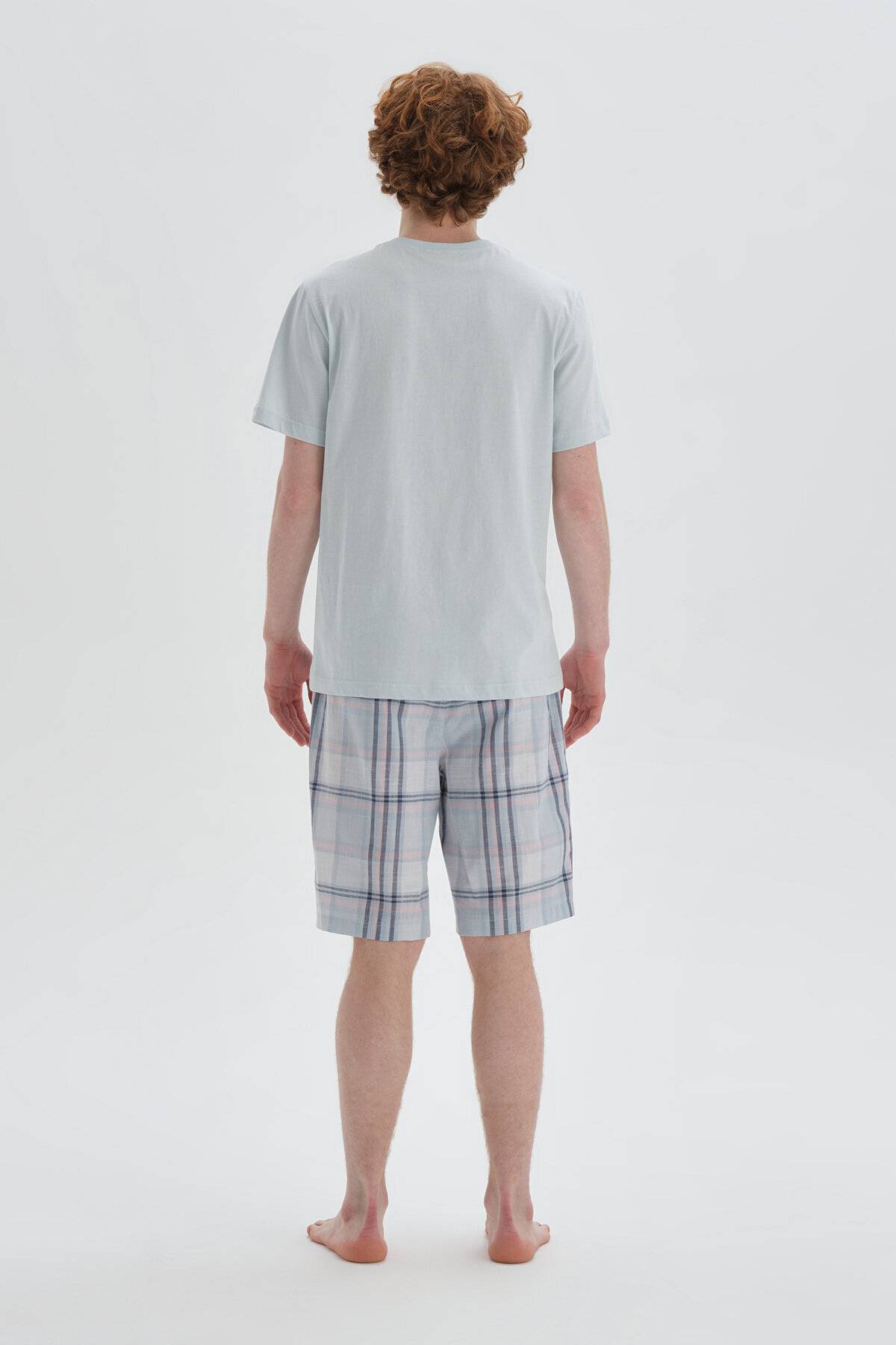 Dagi Açık Mavi Kısa Kol Pamuklu Şortlu Erkek Pijama Takımı