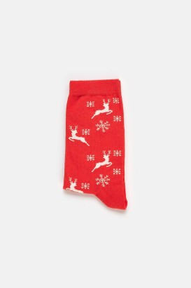 Dagi Kırmızı Beyaz Desenli Kadın Çorap - Thumbnail