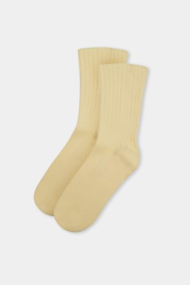 Dagi Sarı Kadın Fitilli Tekli Çorap - Thumbnail