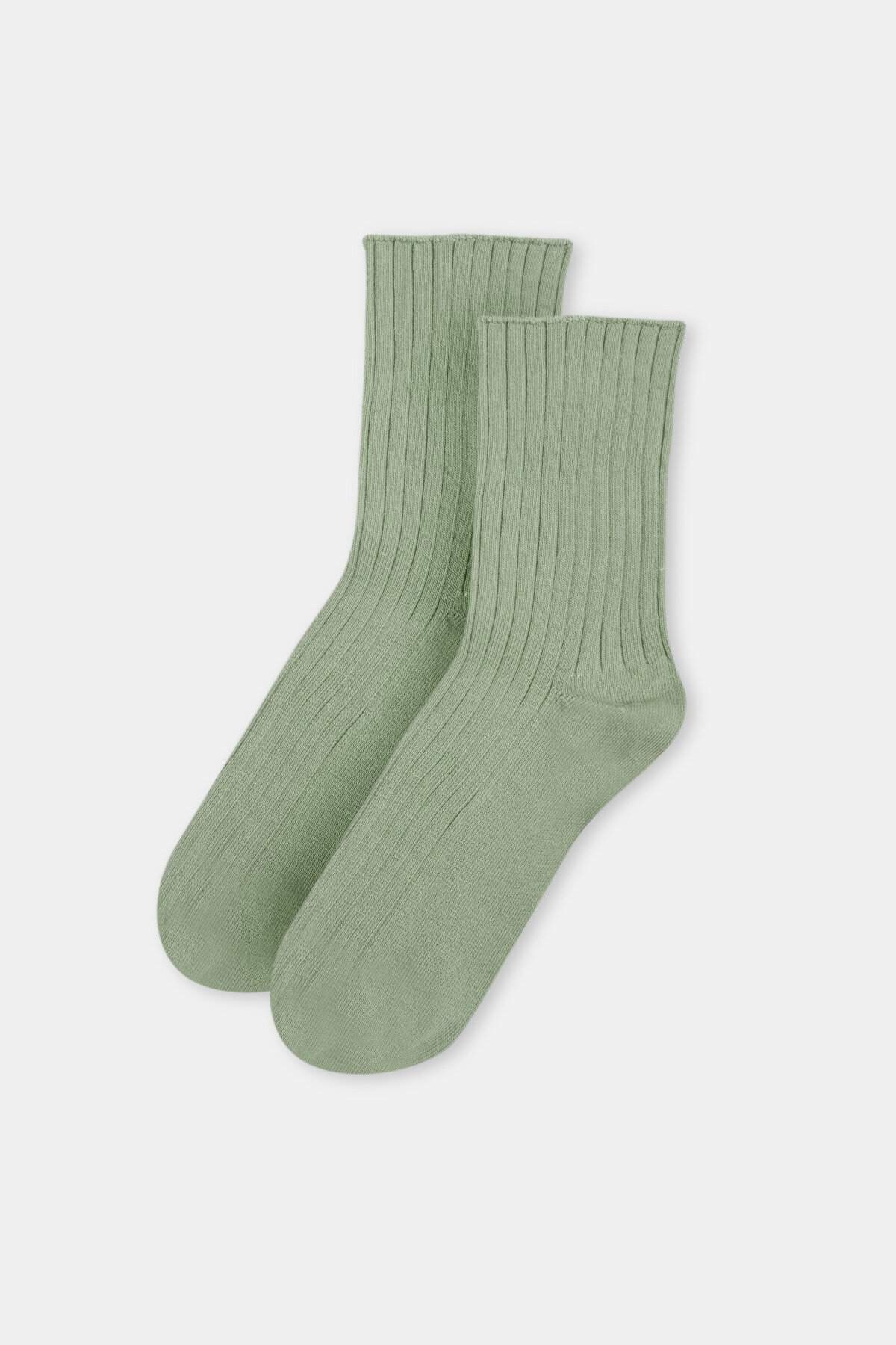 Dagi Yeşil Kadın Fitilli Çorap