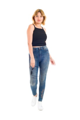 Desperado 302 Eskitme Model Boncuklu İşleme Detaylı Kadın Kot Pantolon - Thumbnail