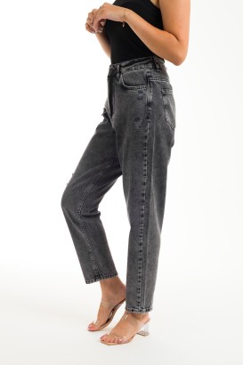 Desperado 303 Yırtık Desenli Geniş Paçalı Mom Jeans Kadın Kot Pantolon - Thumbnail