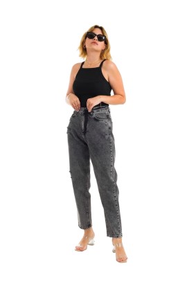 Desperado 303 Yırtık Desenli Geniş Paçalı Mom Jeans Kadın Kot Pantolon - Thumbnail