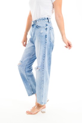 Desperado 328 Dizleri Yırtık Model Mom Jeans Kadın Kot Pantolon - Thumbnail