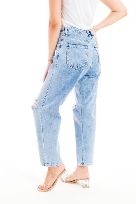 Desperado 328 Dizleri Yırtık Model Mom Jeans Kadın Kot Pantolon - Thumbnail