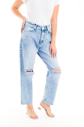 Desperado 328 Dizleri Yırtık Model Mom Jeans Kadın Kot Pantolon - Thumbnail