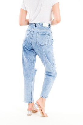Desperado 328 Dizleri Yırtık Model Mom Jeans Kadın Kot Pantolon - Thumbnail