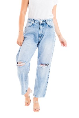 Desperado 328 Dizleri Yırtık Model Mom Jeans Kadın Kot Pantolon - Thumbnail