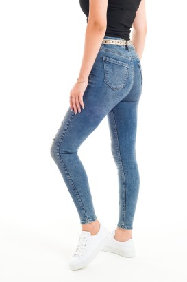 Desperado 331 Eskitme Model Pullu Tırnaklı Yırtık Desenli Kadın Kot Pantolon - Thumbnail