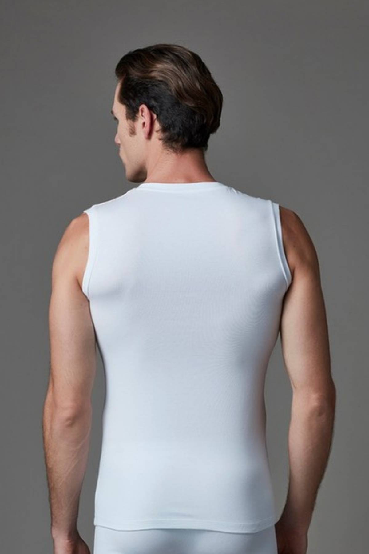 Eros Beyaz Erkek Compact V Yaka Kolsuz 2'Li Tişört