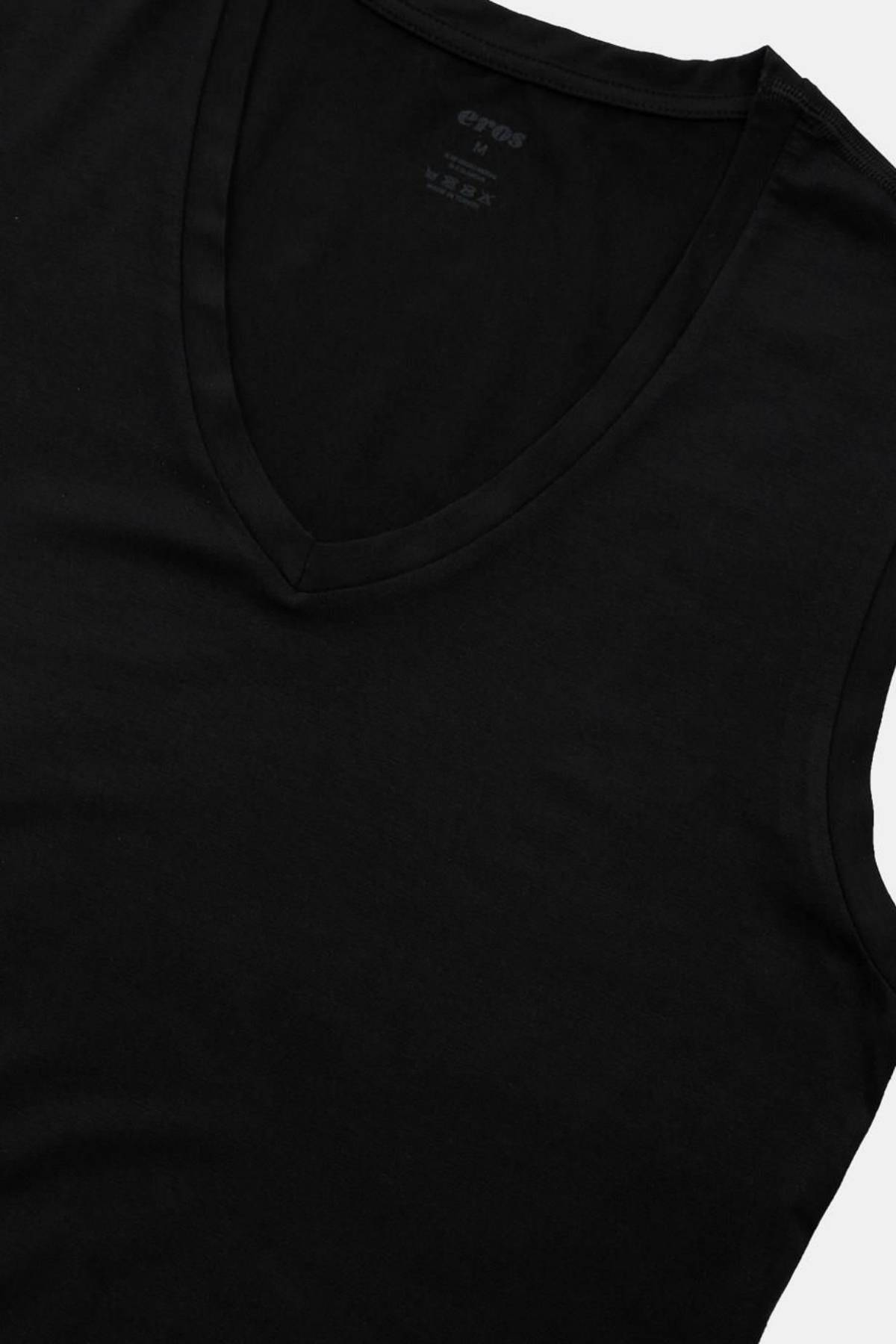 Eros Erkek Beyaz Ers053 Mıcro Modal V Yaka Kolsuz Tişört