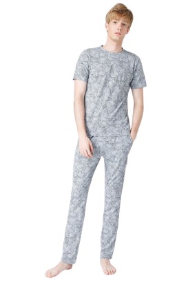 Fabrika Standart Desenli Erkek Pijama Takımı - Thumbnail