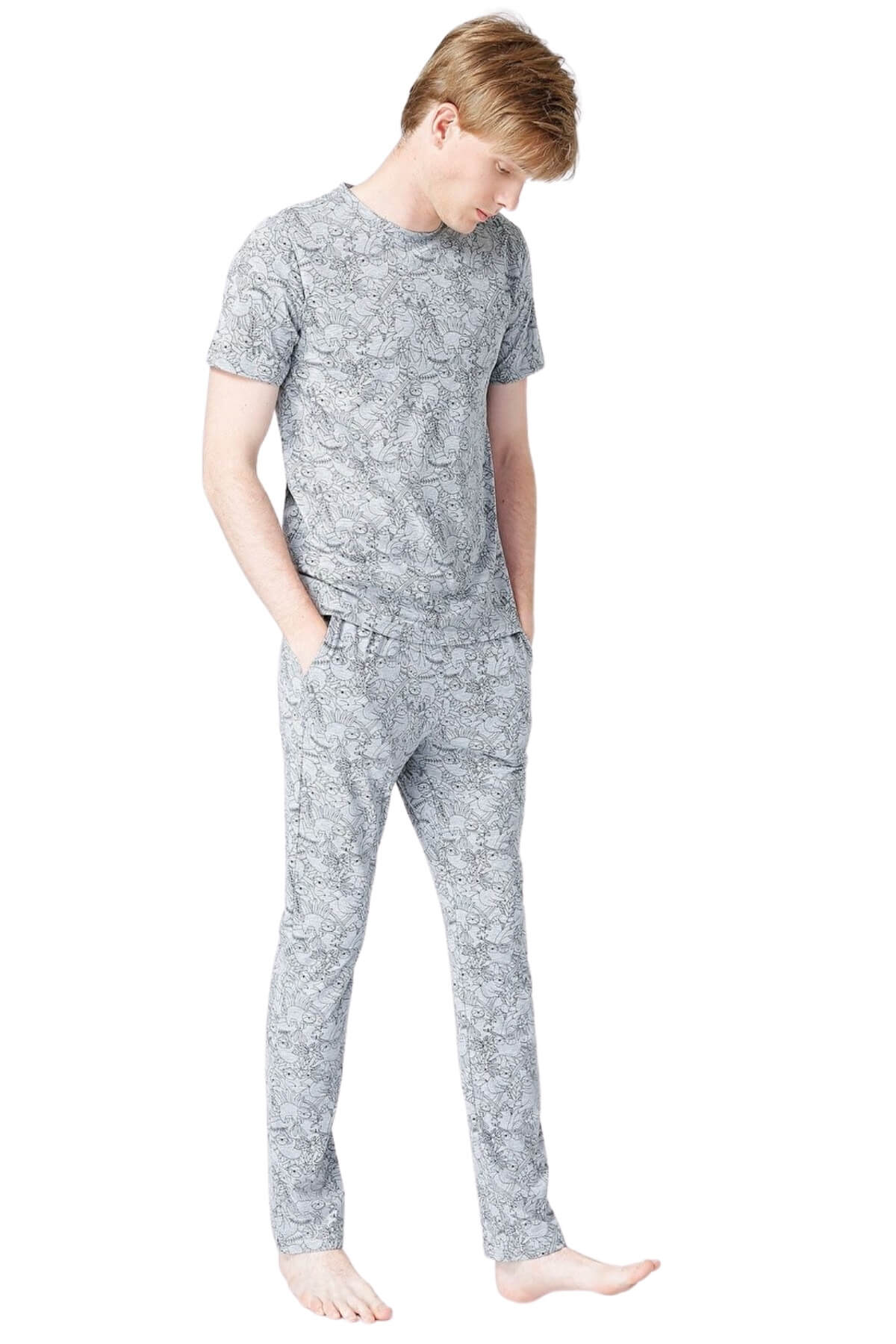 Fabrika Standart Desenli Erkek Pijama Takımı