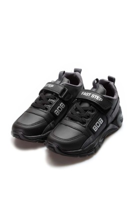 Fast Step Kids Unisex Boys Sport Shoes Black Gray 868XCA808 - Thumbnail