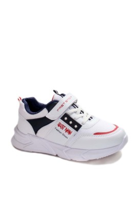 Fast Step Kids Unisex Boys Sport Shoes White Navy Blue Red 991XA1226 - Thumbnail