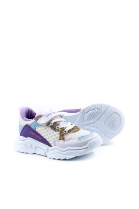 Fast Step Kids Unisex Boys Sport Shoes White Turquoise Lilac 868PA051C - Thumbnail