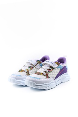 Fast Step Kids Unisex Boys Sport Shoes White Turquoise Lilac 868PA051C - Thumbnail