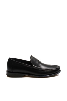Fast Step Men Genuine Leather Classic Shoes Black 252MA891 - Thumbnail