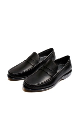 Fast Step Men Genuine Leather Classic Shoes Black 252MA891 - Thumbnail