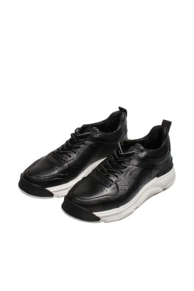 Fast Step Men Genuine Leather Daily Shoes Black 717MA17123 - Thumbnail