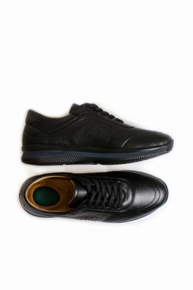 Fast Step Men Genuine Leather Daily Shoes Black 819MA901 - Thumbnail