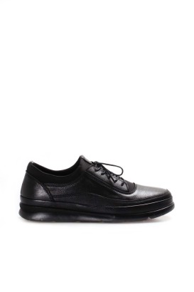Fast Step Men Genuine Leather Daily Shoes Black 855MA655 - Thumbnail