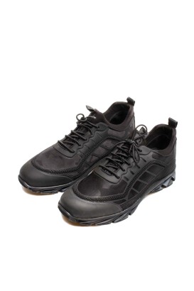Fast Step Men Genuine Leather Daily Shoes Black Camouflage 717MA12501 - Thumbnail