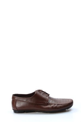Fast Step Men Genuine Leather Daily Shoes Brown 858MA406 - Thumbnail