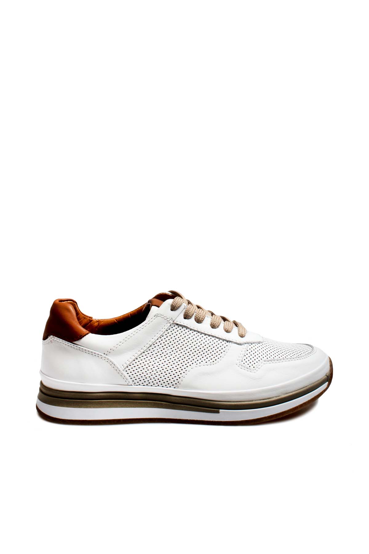 Fast Step Men Genuine Leather Daily Shoes White Tan 717MA17397