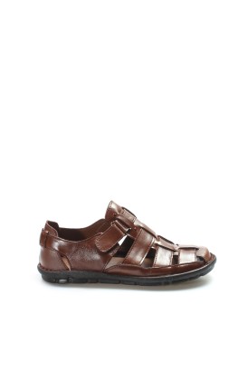 Fast Step Men Genuine Leather Sandals Black 927MA021 - Thumbnail
