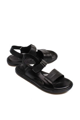 Fast Step Men Genuine Leather Sandals Black Orlondo 018MAM53 - Thumbnail