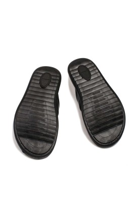 Fast Step Men Genuine Leather Slipper Black Orlondo 018MAG316 - Thumbnail