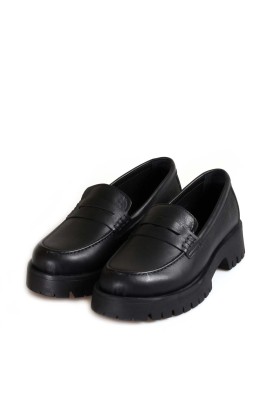 Fast Step Women Genuine Leather Women Daily Shoes Black 581ZA2482 - Thumbnail