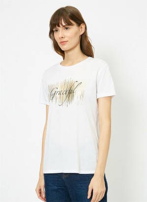 Koton 0YAK13581EK Kadın T-Shirt - Thumbnail