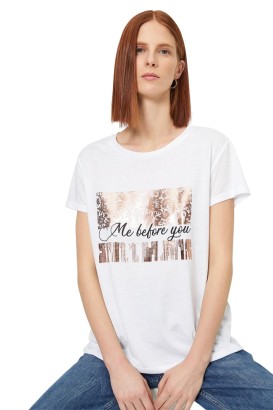 Koton 0YAK13691EK Kadın T-Shirt - Thumbnail