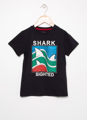 Limon Area Boy D2 Shark Sighted Yazılı Baskılı Erkek Çocuk Tişört - Thumbnail