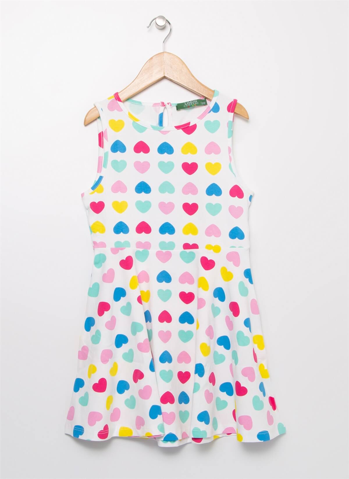 Limon Avril D1 Kalpli Desenli Fırfırlı Kız Çocuk Elbise