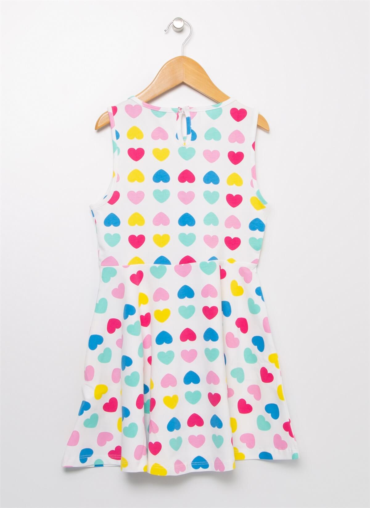 Limon Avril D1 Kalpli Desenli Fırfırlı Kız Çocuk Elbise